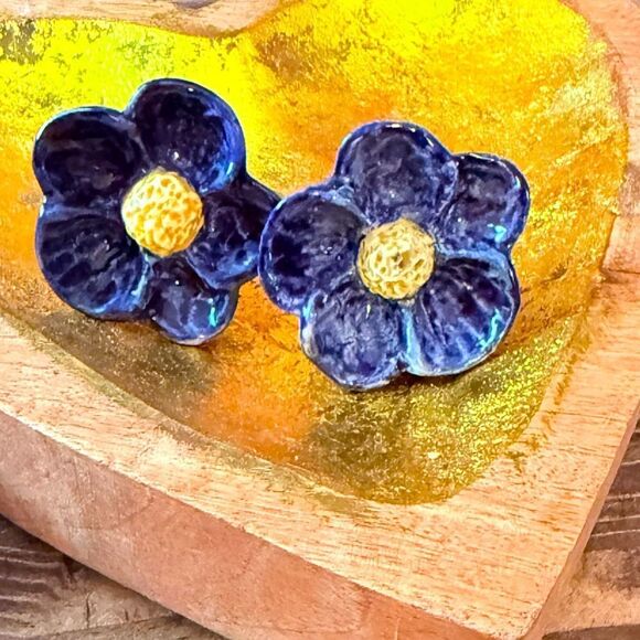 Anthropologie Other - Anthropologie RARE Blue & Yellow Floral Knobs-Set of 2